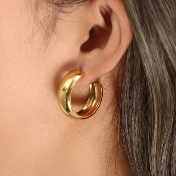 New Chunky Ice Hoop 18K Hoop Earrings, NICE EARRINGS, CUTE EARRINGS - Picture 2 of 7